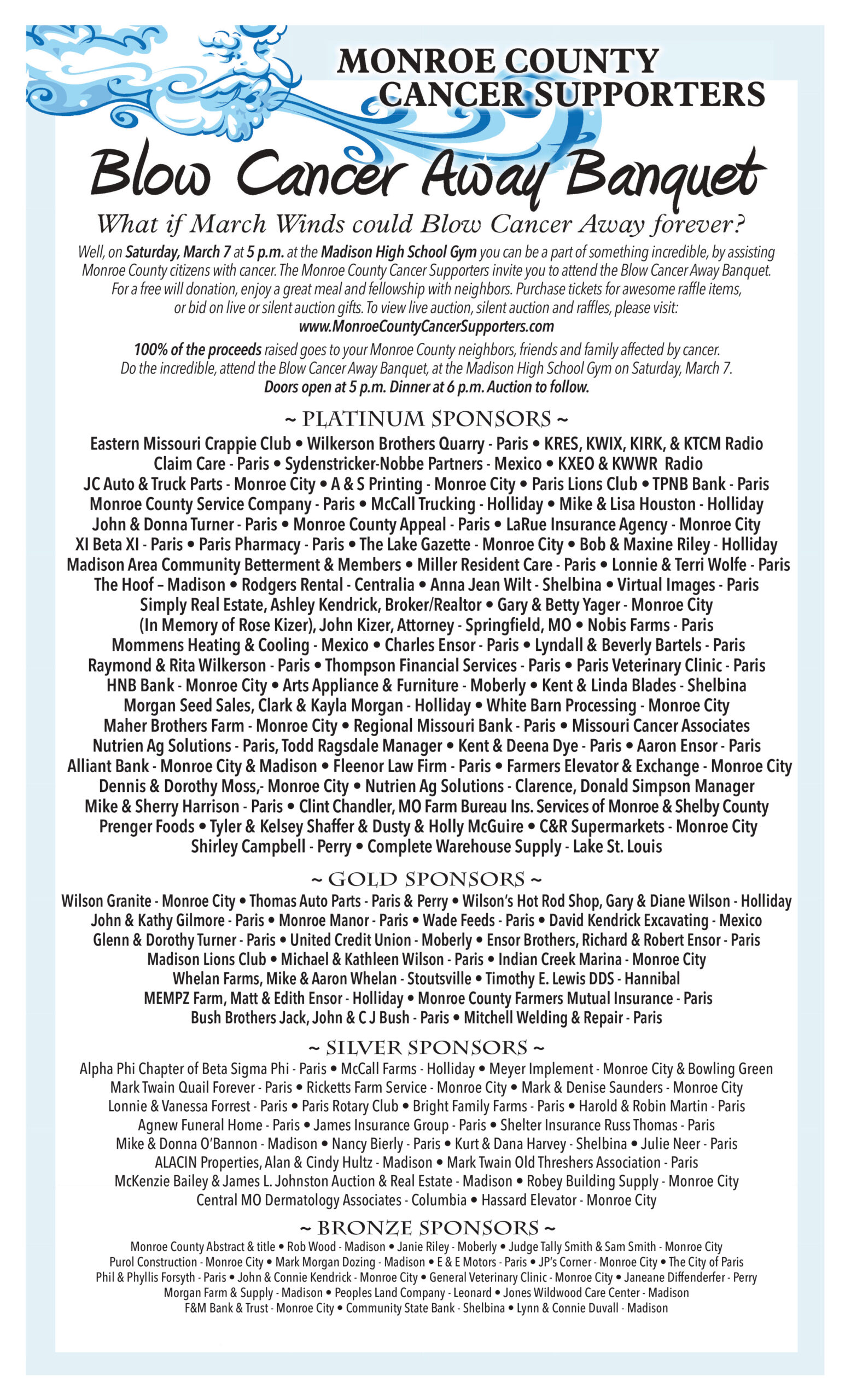 Blow Cancer Away Banquet | Monroe County Cancer Supporters